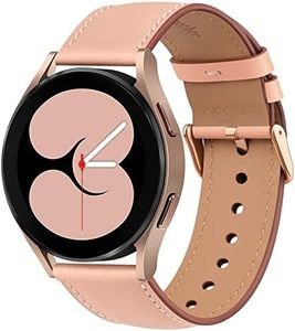Meliya Bands Compatible with Samsung Galaxy Watch 5 Band / Galaxy Watch 4 Band, Galaxy Watch 5 Pro Band 45mm / Galaxy Watch 4 Classic Bands, 20mm Leather Replacement Strap for Samsung Watch 5 / 4 Bands Women Men (Pink)