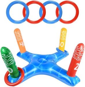 ONRAGT Juegos Piscina, 2 en 1 Juguetes Piscina Inflable Set, Juego de Lanzamiento con Anillos, Inflatable Pool Toys, Día de Verano Juegos de Agua Piscina al Aire Libre para Niños, Adultos, Familias