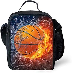 Galaxy Lunch Bag Insulated Lunch Box Cooler Bag (Burning Basketball)