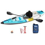 Sea Eagle EZLITE 10 Ultralight, All Woven, Drop Stitch, Rigid, High Performance, Easy Setup, 10' Solo Inflatable Kayak-Backpack, Seat, Carbon Paddle & Adjustable Footrests (EZLITE10 Pro Carbon Kayak)