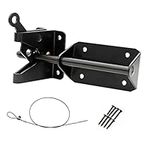 Heavy Duty Automatic Gate Latch with Gate Latch Cable Pull, Slide Bolt Gate Lock Door Latches Hardware with Screws for Wooden Fences Doors, Interior and Outdoor Door Latch, Steel(Satin Black)