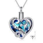 TOUPOP Cremation Jewelry for Ashes for Women Sterling Silver Dolphin Urn Necklace for Ashes with Heart Crystal Keepsake Memorial Urn Jewelry Dolphin Jewelry for Human Ashes of Loved Ones