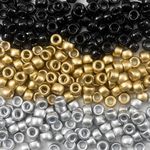 Gxchun 1000 Pcs Acrylic Pony Beads 6x9mm Bulk Plastic Large Hole Gold Silver Black 3 Mixed Beads Pen Hair Kandi Beads for Friendship Bracelet Jewelry Making Braids Kit