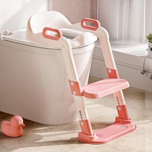 Toddler Potty Training Toilet Seat - Accompanied by Potty Seats with Steps Ladder for Toddlers (Kids, Boys, Girls, Child, Baby), Foldable Potty Train Chair Adapter, and Must - Haves Step Stool