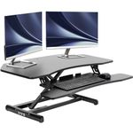 VIVO Corner Height Adjustable 94cm Standing Desk Converter, Quick Sit to Stand Tabletop Dual Monitor Riser Workstation, DESK-V037MC