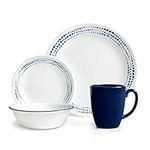 Corelle 3601 Ocean Blues Chip & Break resistant 16pc Dinner Set, Service for 4, Glass and Stoneware, 16-piece