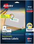 Avery Repositionable Address Labels for Inkjet Printers 1 x 2-5/8, Pack of 750 (58160),White