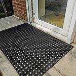 Rubber Door Mat Heavy Duty Shop Doorway Mats Indoor Outdoor Non Slip Safety 14 Sizes Anti Fatigue Weatherproof Dirt Trapper Ring Honeycomb Design (80cm x 50cm x 16mm)