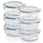 Grizzly Glass Food Storage Container Set - Ovenproof Dish with Lids - 6 x 620 ml (22 oz) Round - Air and Liquid Tight