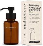 MaisoNovo Glass Foaming Hand Soap Dispenser 14 Oz | Amber Foaming Soap Dispenser Black Pump x 1 w/Labels