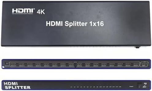 Optimal Shop HDMI Splitter 1 in 16 Out-16 Port 1x16 HDMI Splitter 4K 1080P Full HD 3D Digital Audio Splitter with Switch Converter-Black