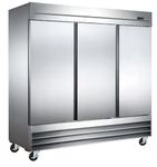 Vortex Refrigeration Freezer 3 Solid Door Commercial Stainless Steel - 72 Cu. Ft. High Performance!