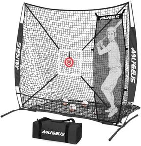 AOLIGEIJS 6'X6' Baseball Softball Practice Net,Pitching Net,Batting Net,with Bonus Strike Zone,Target and Bow Frame,for Hitting,Pitching,Catching