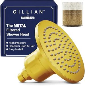 Gillian™ by HammerHead High Pressure Shower Head with Filter – Genuine KDF-55 Filtered Shower Head for Hard Water, Healthier Skin & Hair – Metal 6-Inch Rainfall Showerhead with Filters, Brushed Gold