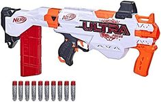 Nerf Ultra Focus Motorized Blaster, 10-Dart Clip, 10 Nerf AccuStrike Ultra Darts, Stock, Compatible Only with Nerf Ultra Darts