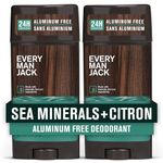 Every Man Jack Sea Minerals + Citron Men’s Deodorant - Stay Fresh with Aluminum Free Deodorant For all Skin Types - Odor Crushing, Long Lasting, with Naturally Derived Ingredients - 85g