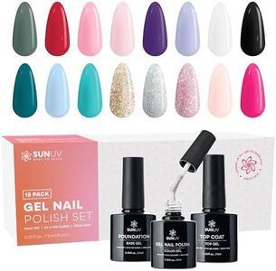 SUNUV Hema-Free 16 Color Gel Nail Polish Kit with 2 Base Gel Top Coat,White Black Pink Nude Silver Glitters Gel Polish Set, UV Gel Nail Art Manicure Gift