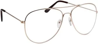 grinderPUNCH New Non-Prescription Premium Aviator Clear Lens Glasses Gold