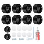 UHATa Roller Skate Wheels Applications for Double Row Skating - with ABEC-9 Bearings 58mmx32mm 82A PU Quad Roller Skate Wheels - [Set 8 - Black]