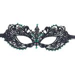 iMapo Masquerade Mask with Green Shiny Rhinestones, Mardi Gras Masks for Women, Christmas Cosplay Masks