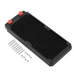 Richer-R Copper Radiator,120/240/360 / 480mm G1 / 4 Computer Radiator Liquid Cooler Black Liquid Heat Exchanger Heat Sink Computer Water Cooling Kit(240mm)