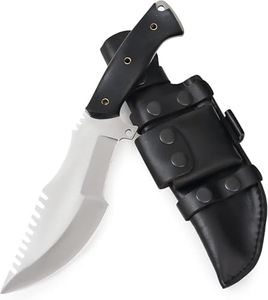 BIGCAT ROAR Black Jaguar - Handmade D2 Steel Tracker Knife 12" - Full Tang Fixed Blade - Micarta Handle & Leather Sheath - Bushcraft Outdoor Camping & Survival Hunting Knife - Collector Hunter Gifts