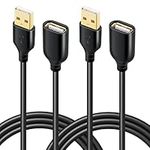 USB Extension Cable, Excgood 10ft (3m) Extra Long USB Extender Cord- USB 2.0 A Male to A Female Cable for USB Flash Drive, Hard Drive, Keyboard, Mouse, Printer,Camera,Phones- Black,2Pack