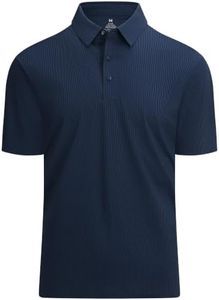 Esabel.C Mens Seamless Polo Shirts Stretch Stiff Collar Golf Polo for Men, Navy, XL