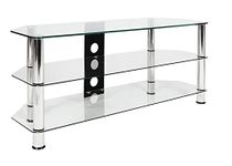 Mountright TV Stand Unit With Clear Glass Shelves For Televisions 32 Up To 60 Inch - 120 CM Wide Large Table