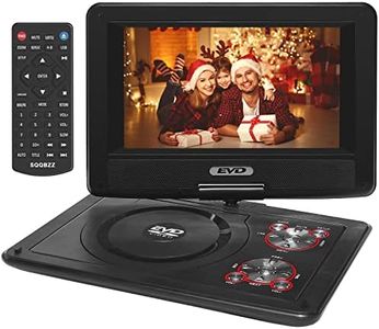 11.5" Portable DVD Player with 9.5" Swivel Screen, 5-Hours Rechargeable Battery,Car DVD Player,Support CD/DVD/SD Card/USB,Regions Free,Dual Speakers, Black…