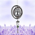 3D Metal Wind Hanging Spinner, Sun Spiral Wind Chimes, Wind Sculptures Hanging with Gazing Ball Spiral Tail, Stainless Steel 360 Degrees Spin Decor for Indoor Outdoor Garden (Tree of life 15cm)