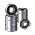 Rybtd 10 PCS Ball Bearings Frictionless Color Miniature Metal Bearings ABEC-9 608 2RS Couble Shielded Bearings Stainless Steel Bearings for Long Skateboards Four-wheel Skates Wheels（Black）