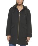 Tommy Hilfiger Women's Drop Shoulder Zip Up Wool Coat, Drop Shoulder Black, Large