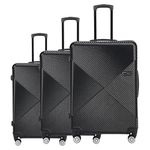 Impulse Paris Set of 3 Small, Medium & Large Size (Cabin & Check-inTrolley) Hard Sided ABS and PC 4 Wheel Spinner, Unbreakable Trolley Bag with Combi Lock, Trolley Bags for Travel, Suitcase (Black)