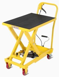 GarveeTech Hydraulic Lift Table Cart, 500 LB Capacity, 9.45-28.7 in Lifting Height, Single Scissor Platform Lift Cart with Wheels, Heavy Duty Lifting Table for Warehouse Garage, Yellow