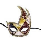 Sheliky Men's Masquerade Mask Costume Mask Vintage Venetian Carnival Cosplay Mask Halloween Party Mask (Red)