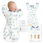 SwaddleDesigns Transitional Swaddle Sack, Arms Up Half-Length Sleeves & Mitten Cuffs, Swaddle for Newborn Transition to Baby Sleep Sack Wearable Blanket, 0-3 mo, 6-14 lb, Watercolor Mountains & Trees