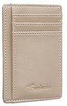 Travelambo Front Pocket Minimalist Leather Slim Wallet RFID Blocking Medium Size(Khaki)