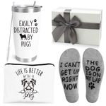 UAREHIBY Pug Gifts For Pug Lovers,Birthday Gifts for Best Friend Sister,Animal Lovers Gifts with 20 OZ Wine Tumble,Dog Mom Gifts Who Loves Pug,Dog Lover Funny Gag Gifts for New Puppy Baby Owners