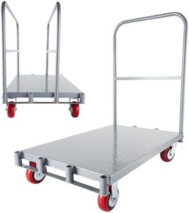 GarveeTech Drywall Cart Steel Panel Truck, 2 in 1 Heavy Duty Flatbed Carts with Wheels, Platform Flat Bed Cart with 2200 Lbs Capacity, 2 Swivel Casters, 1 Front and 2 Side Handrails