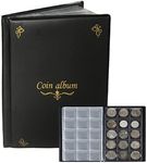 AITIME 150 Pockets Coins Collection Book Holders for Collectors, Quarter Dollar Storage Coin Supplies, Clear Pockets with Flap, Souvenir Collection Supplies for Hobby Collecting (Black)