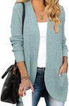 MEROKEETY Womens 2024 Fall Long Sleeve Open Front Cardigans Chunky Knit Draped Sweaters Outwear Mint M