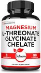 90 Capsules - 1200mg Magnesium L-Threonate Supplement with Magnesium Glycinate & Magnesium Chelate