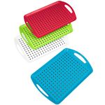 Invero Set of 4 Anti-Slip Top and Bottom Plastic Serving Dish Tray with Grip Rubber Surface, Non-Slip Padded Base and Handles ideal for Kitchens and Homes - (46 x 31cm)