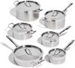 Lagostina Moderna 12-Piece Stainless Steel Cookware Set, Commercial Capsule Base, Induction Safe Pots and Pan Set Includes Saucepan, Casserole, Dutch Oven & Lids, Oven Safe up to 400°F / 204ºC