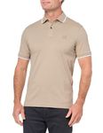 BOSS Men's Square Patch Logo Slim Fit Cotton Polo Shirt, Desert Taupe, Large