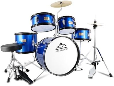 EASTROCK Kids Drum Set, 5 Piece 16" Junior Drum Sets for Kids, Younth,Drummer, Beginner Drum Set for 7-12 Years Old with Throne,Cymbal,Pedal,Drumsticks（Blue）