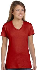 Hanes Women's Nano-T V-Neck T-Shirt - Red - Small