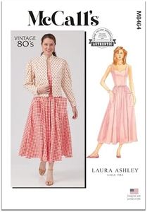 McCall's Vintage 1980's Miss Petite Lined Jacket and Dress Sewing Pattern Packet by Laura Ashley, Design Code M8464, Sizes 8-10-12-14-16, Multicolor