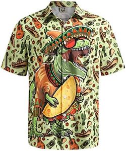 Hardaddy Men's Hawaiian Shirt Short Sleeve Funny Printed Casual Button Down Aloha Shirts Green XXL